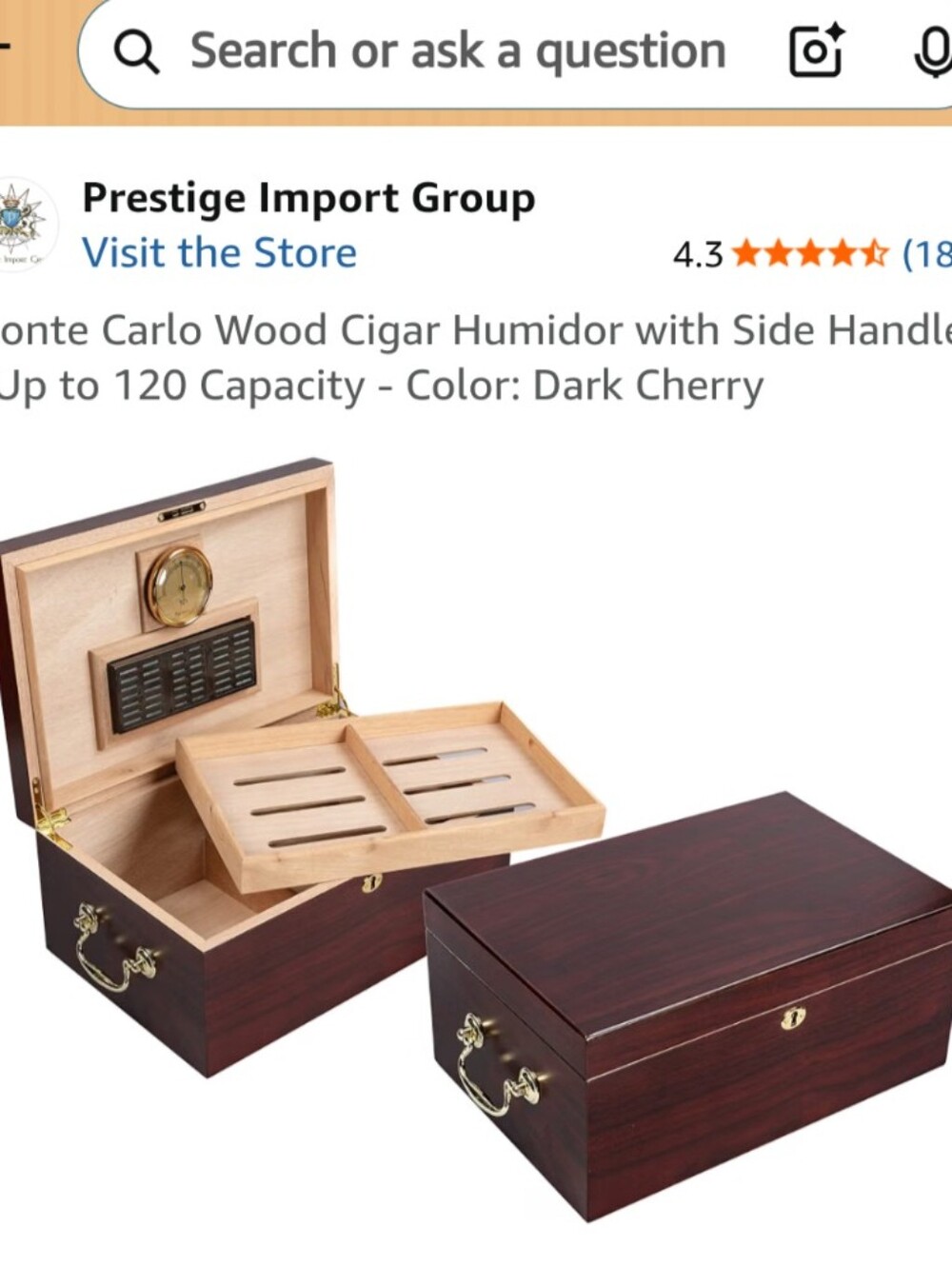 Burgundy Marble-Effect Wood Cigar. Humidot with Gloss Finish